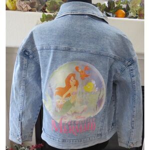 Disney Princess The Little Mermaid Denim Jacket Girl's Large  EUC